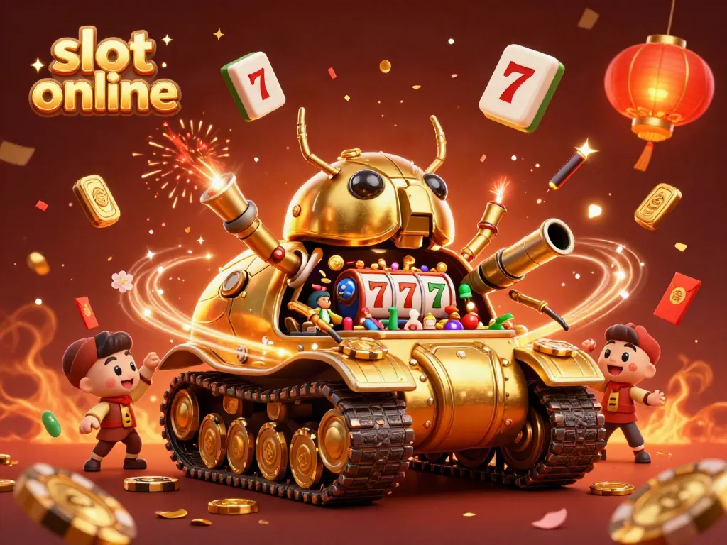 Experience the thrill of slot online with a dynamic casino illustration featuring a golden beetle tank.