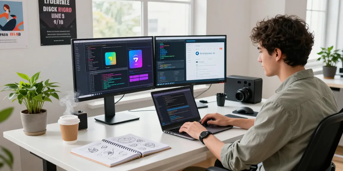 Developer engaged in coding activities relevant to Telegram Download in a modern office setup.